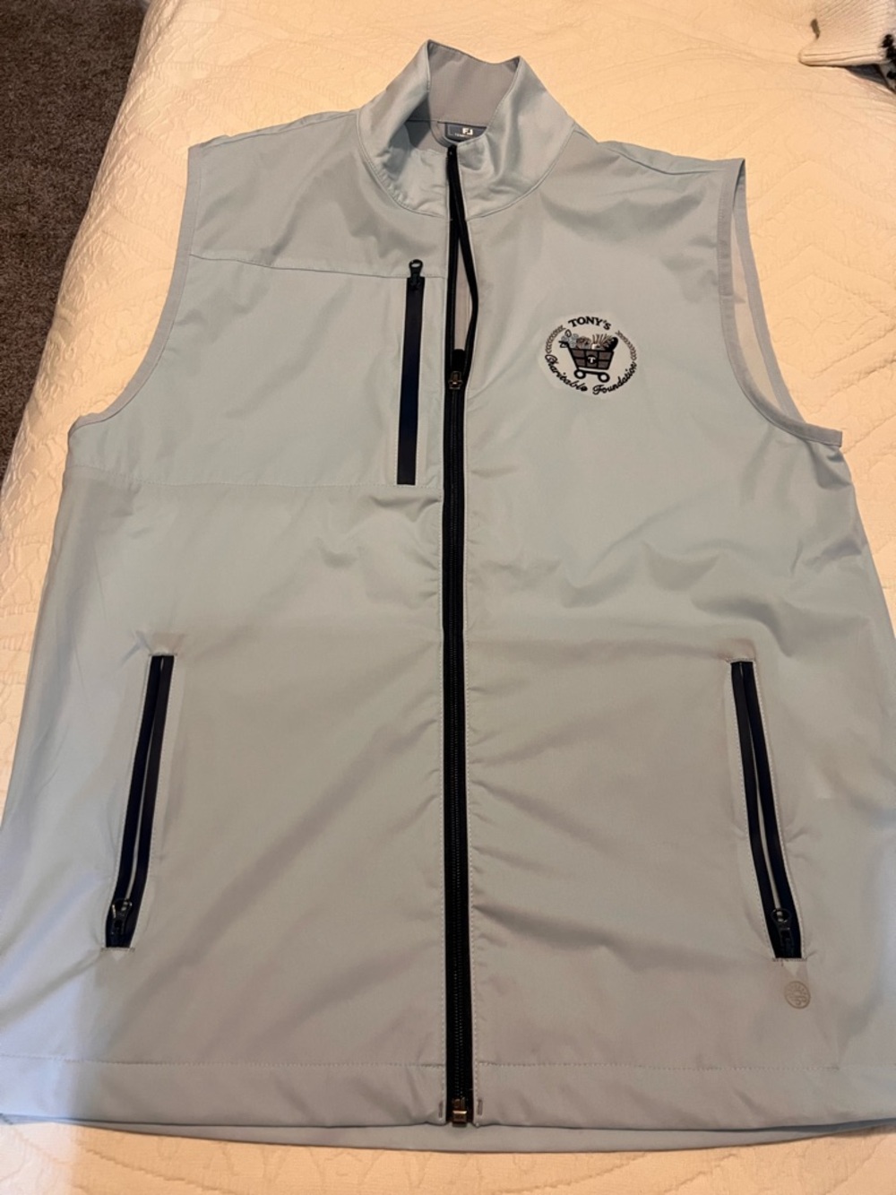 FootJoy Light Blue Men's Golf Vest with Navy Accents